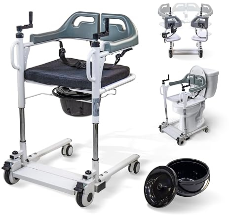 Mobiclinic®, Förflyttningsstol, med Avtagbar Urinoar, Höjdjusterbar, Dubbelt Säkerhetssystem, Sidoöppning, Dyna, Hjul med Bromsar, för Säng, Stol och Toalett, Stål, Willy