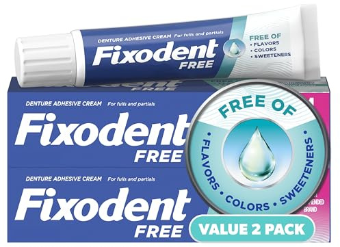 Fixodent Denture Adhesive Free, Secure for Full and Partial Denture Wearers 1.4oz, Pack of 2