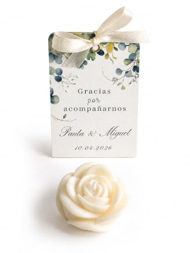 Velas Personalizadas en Forma de Rosa, Detalles para Invitados, Set De 15