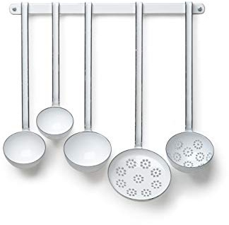 Riess, 0576-033, Schöpferset, 5-tlg., Emaille, CLASSIC WEIß, mit Haken zum Aufhängen, Retro, Vintage, ohne Löffelblechleiste