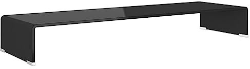 vidaXL Mobile/Rialzo Porta TV in Vetro Nero 100x30x13 cm