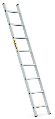 DRABEST PRO Serie Anlegeleiter Aluminium-Stufenleiter - 8 Stufen - mit Leiterhaken - Tragfähigkeit 150 kg - Anti-Rutsch-Füße, Leichtes Gewicht, korrosionsbeständig - EN131