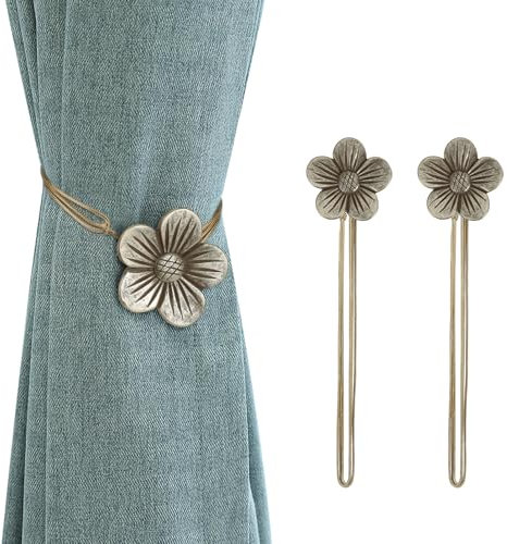 Lewondr Vintage Magnetischer Vorhang Raffhalter, 1 Paar Harz Blume Vorhangschnalle mit starkem dauerhaftem Magneten für Dekoration Zuhause Cafe Büro - Kaffee