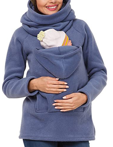 amropi 3 en 1 Porte-bébé Maternité Polaire Sweats à Capuche Femme Kangourou Pullover Sweat-Shirt