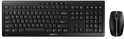 CHERRY STREAM DESKTOP, ensemble clavier et souris sans fil, layout US International (QWERTY), technologie radio 2.4 GHz, pression des touches silencieuse, fonctionne sur batterie, noir