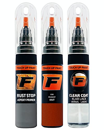 FIRANTO stylo peinture de voiture pour Peugeot KNT Orange Power réparation couleur voiture 3 en 1, rayures stylo retouche peinture 15ml avec pinceau, apprêt, laque