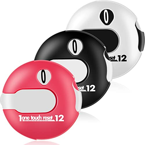 Fiada 3 Pcs 1.2 Inch Golf Score Counter for Women Mini Golf Stroke Counter Scoring Keeper up to 12 Shot to Scorekeeper Glove in(Black, Red, White)