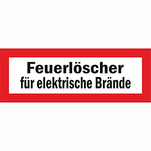 INDIGOS UG - PVC Schild 5mm - Hinweisschild für den Brandschutz Feuerlöscher für elektrische Brände - 14,80 cm x 5,20 cm - Warnung - Sicherheit - Hotel, Firma, Haus