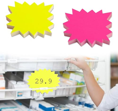 100 Piezas Etiquetas de Precio Fluorescentes, Etiquetas de Venta en Blanco, Signos de Venta, para Tiendas Minoristas