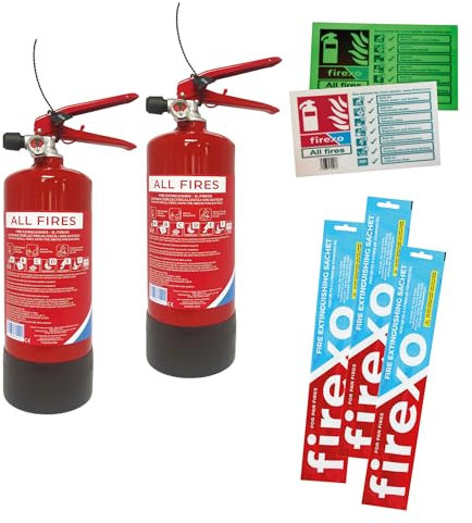 Pacchetto sicurezza antincendio Firexo per case vacanze - Pacchetto estintore multiuso per TUTTI GLI INCENDI, compresi gli incendi con batterie agli ioni di litio