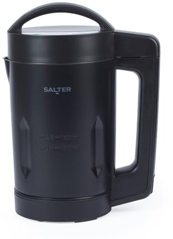 Salter Kuro Digital Soup Maker - 1.6L, Smoother Blender, 5 Settings (Smooth, Chunky, Keep Warm, Blend, Clean), Overspill Protection, Black, 900W, Stainless Steel, Compact, Hot & Cold, Batch Cooking