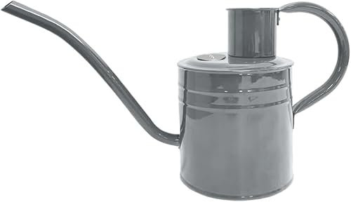 1L Indoor Watering Can | Metal with Handle and Long Spout | Rust Resistant | Metal Watering Can | Outdoor or Indoor | Hanging Basket (Grey)