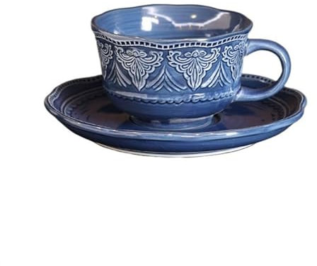 Zhaoj24-05 Tasse à café Tasse à café et Soucoupe à Motif gaufré Vintage, Tasse exquise Peinte à la Main, Tasse à thé et Soucoupe Commerciale de l'après-midi pour Café, Thé