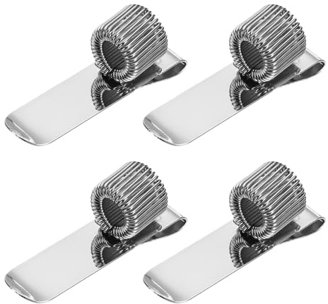 PATIKIL 4Pcs Porte-Stylos Clips, Porte-Stylos en Métal avec Boucle Réglable pour Stylo Crayon avec Ressort Simple pour Cahier, Presse-Papiers, Tons Argent