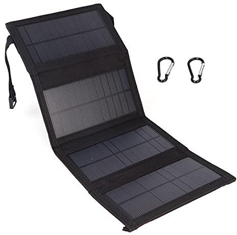 Cocoarm Folding Solar Panel 20W USB Portable Solar Charger, Black, Suitable for Camping, Hiking, Picnics, Compatible with Most Modern Phone Models