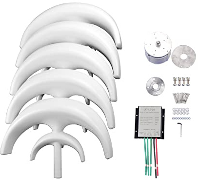 ACAGALA 12V 200W Windgenerator mit Laderegler 5 Blätter Minitype Laterne Windturbinengenerator Kit Clear Energy Windmühle für Home Highways Boote
