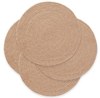 Manteles Individuales Redondos, Salvamantel Yute, Natural Hecho a Mano, 25x25 cm Pack 4 Unidades