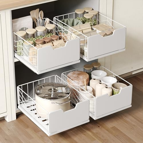 NETEL 4 Stück ausziehbare schublade küche,teleskopschublade mit kleber