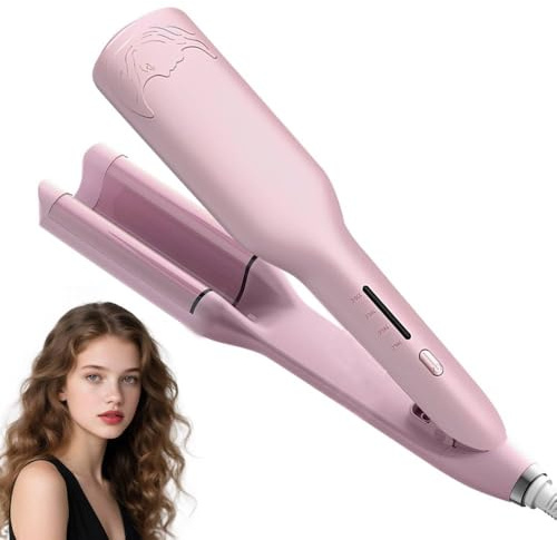 Vmxlso Mermaid Hair Waver, 32mm Beach Waver Hair Curler, 3 Barrels Wave Curling Iron with 4 Temperatures, Anti-Scald, Beach Wave Curler, Hair wavers for Short/Medium/Long