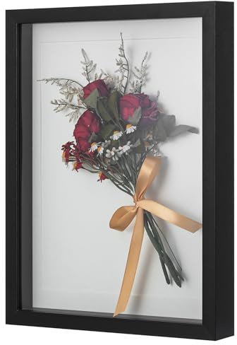 Walasis 3d Bilderrahmen zum Befüllen für Gegenstände Geschenk: 3 cm Tiefer Rahmen 30x40 Schwarz für Brautstrauß - Dicker Objektrahmen für Foto Collage