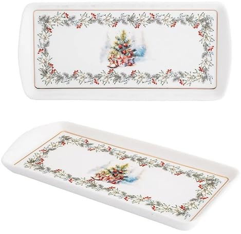 Altom Design Assiette de service rectangulaire pour gâteau royal, plateau à crampons, plat de service, assiette de Noël, 27,5 x 13 x 2,5 cm