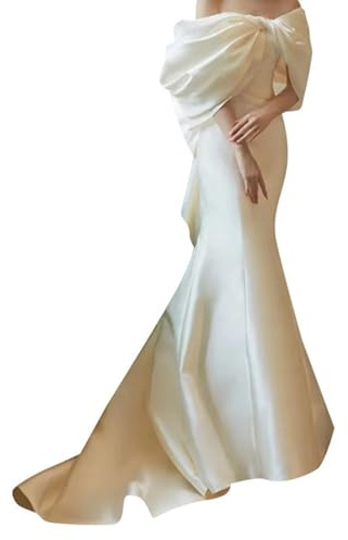 GoldeneAmeisen Abito Sposa A Sirenas da Donna,Abiti da Sposa Donna Elegante Bianco Senza,Abito da Sposa Semplice,Comodo E Traspirante,Adatto per Cerimonie Nuziali E di Laurea
