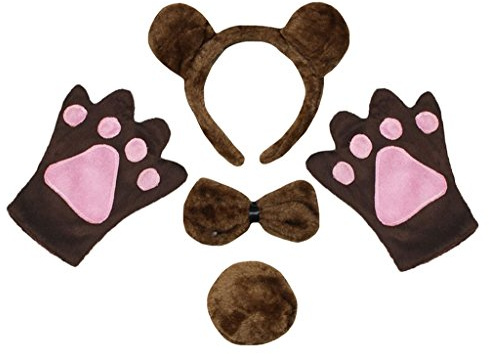 Petitebelle Bär Stirnband Bowtie Schwanz Handschuhe 4pc Partei-Kostüm für Erwachsene Einheitsgröße Braun