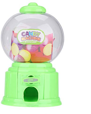 Portable Children Candy Machine Plastic Mini Gumballs Dispenser Kids Kindergarten Gift(Green)