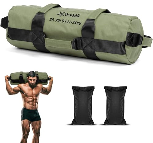 Yes4All Sandbags for Working Out, Unfilled Adjustable Sand Bags for Weight Training with Handles, Multiple Colors & Sizes 5-200lbs
