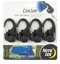 Nite Ize NCJ-01-4R3 CamJam dragsnöre åtdragare med karbinhake, 4-pack, svart, 4 st