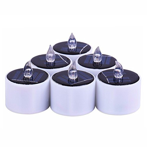 Wankd LED Kerzen, 6 Stück Solar Kerzen Außen Interior Solar Teelichter Wasserdicht Flammenlose Kerzen Solarleuchte Teelichter Nachtlicht für Partei Hochzeit Festival Dekoration (Warmweiß)