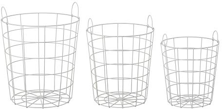 Cepewa 3er Set Metallkorb Aufbewahrungskorb Drahtkorb mit Henkel Korb weiß (1 x 3er Set weiß)