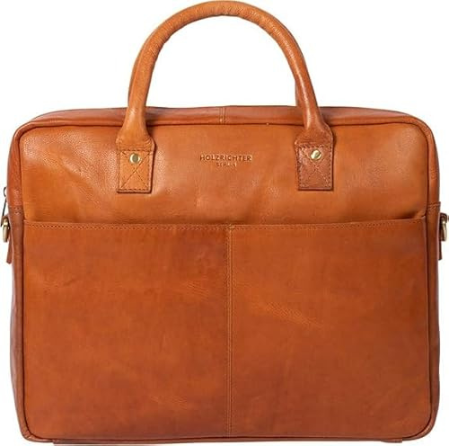 HOLZRICHTER Berlin - Große Aktentasche aus Leder (No 1-1), 30 x 39 x 10 cm Laptoptasche für Herren, Hochwertiges 15 Briefcase für die Arbeit, Businesstasche