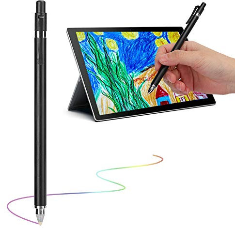 Dpofirs Stylet Stylet Universel à Écran Tactile, Stylo Numérique Portable Silencieux pour Smartphones et Tablettes, Stylo Capacitif Multifonctionnel Haute Sensibilité, Noir, Blanc(Noir)