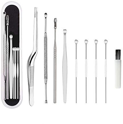 Ear Wax Removal Kit, Ear Pick Ear Tools Set Curette Cleaner for Humans Reusable Ear Cleaner Earwax Remover Tool with Storage Box 8 Pcs