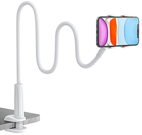 Gooseneck Phone Holder for Bed, Flexible Lazy Arm Cell Phone Stand Holder 360 Adjustable Clamp Bracket Mount Desk for iPhone 16 15 14 13 12 11 Pro Max Plus, Mini, Xs XR, Samsung