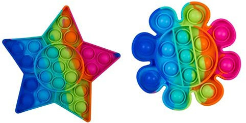 Fidget Pop Toy Rainbow 2er Set, Stern und Blume - Kindergeburtstag, Mitgebsel, Spaß, Antistress, Pop It, PopIt, Bubble Popper