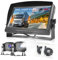 Hodozzy Dual Backup Kamera Rückfahrkamera System, Videoaufzeichnung 9 Zoll LCD Monitor DVR, IP69 Wasserdicht Vollfarb-Nachtsicht Auto Kamera mit 2*10m Kabel für LKW/Anhänger/Bus/Van/Wohnmobil 12V-35V