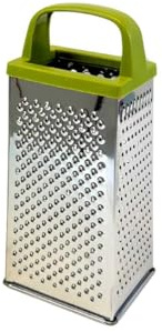 Fackelmann 687073 Râpe à 4 faces en acier inoxydable et plastique biosourcé, Râpe à fromage et à légumes, Vert, Plastique bio, Acier inoxydable, 24x10,5cm