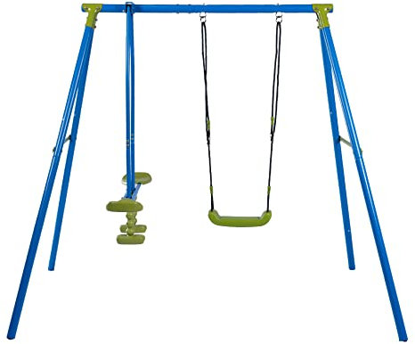 Sandora 40025 Doppel Kinderschaukel (Schaukel + Wippe) XNS004-50kg | Schaukel mit Gestell | Kinderschaukel für Garten