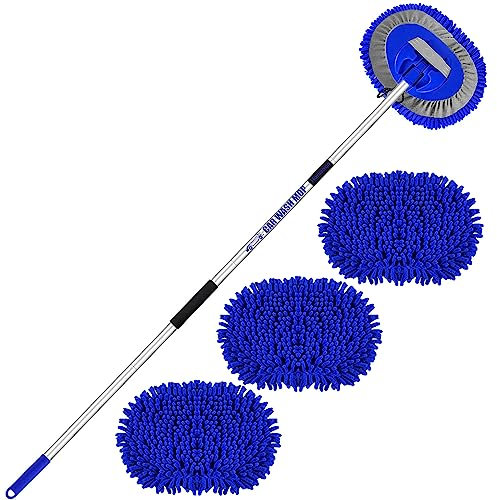 160cm 63 Spazzola per Autolavaggio Manico Telescopico Microfibra Kit Pulizia Auto Esterno Interni Casa Camper Camion Car Detailing Spazzolone Lavaggio 2 In 1 Spazzole Multifunzione Pennelli Accessori