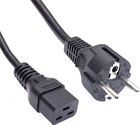 Toptekits CEE7/7 European Straight Schuko to C19 Power Cord Plug, 16A 250V, Connected to C20 AC 220v Power Cable Schuko Adapter Lead Cord 6ft/1.8m