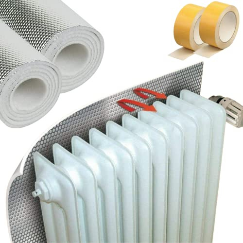 acquaverde Set 10 Pannelli Termoriflettenti in Alluminio cm. 70x100 per Termosifoni e Caloriferi , Ritagliabili su Misura, con Nastro Biadesivo Incluso