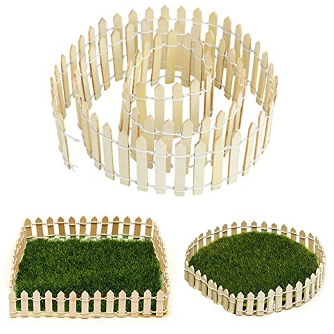 Zaun Grenze, Mini Zäune, Miniatur-fee-garten Kit, Micro-landschaft Zaun Zubehör, für Ornament Kleiner Ornament, DIY Modellbau Garten (Original Holzfarbe)