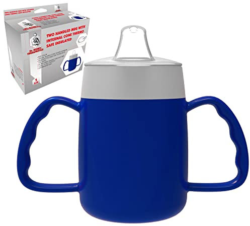 Gobelet à deux poignées pour adulte - Cône interne et couvercle à bec verseur - Parfait pour une expérience anti-déversement - 140 ml - Bleu