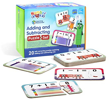 Learning Resources Numberblocks-Pussel Om Addition Och Subtraktion, 20 Lärande Mattepussel i En Låda, 2-Bitarspussel, Ålder 3+