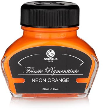 OCTOPUS Textmarkertinte für Füller, fluoreszierende Neontinte für Füllhalter zum Schreiben und Markieren, Leuchttinte, Neon Orange, 30 ml