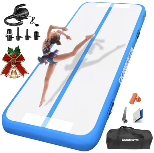 DOBESTS Air Matte Track, Aufblasbare Turnmatte, Gymnastikmatte mit Pumpe | 10/15/20cm Hoch 2/3/4/5/6m Länge 1/2m Breit mit Luftpumpe&Tragetasche, Tumbling Matte für Gymnastik, Zuhause, Outdoor, Yoga