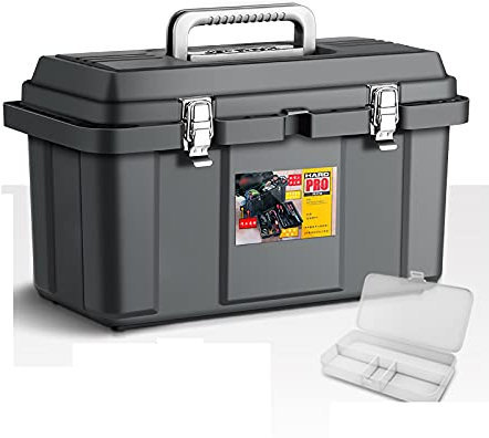 luckxuan Werkzeugbox/Werkzeugkästen Kunststoff-Toolbox for Werkzeuge Angelhobby-Handwerk-Speicher-Tool-Box mit abnehmbarem 2-Tier-Fach-tragbarer Griff-Hardware-Organizer Werkzeugaufbewahrung
