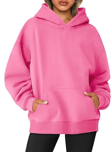 Jhsnjnr Womens Fleece Lined Hooded Sweatshirt Casual Lightweight Gym Hoodies with Pocket Plain Oversized Hoodie